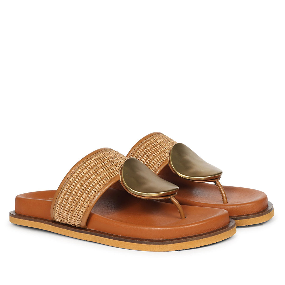 Nora Tan Leather Footbed Sandals