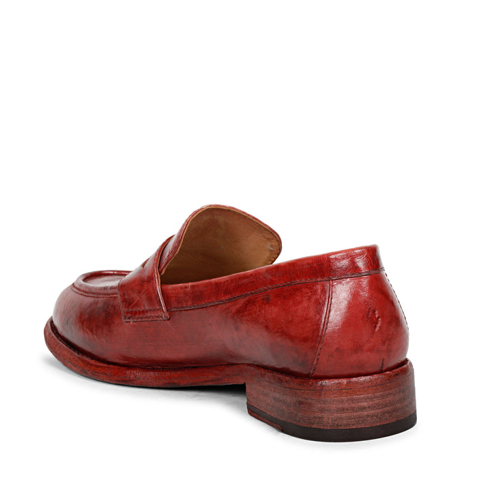Saint Micola Red Leather Washed Moccasins
