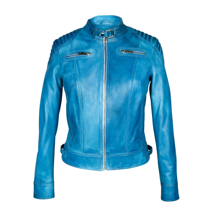 Iconic Café Racer Style: Saint Veronique Blue Leather Jacket
