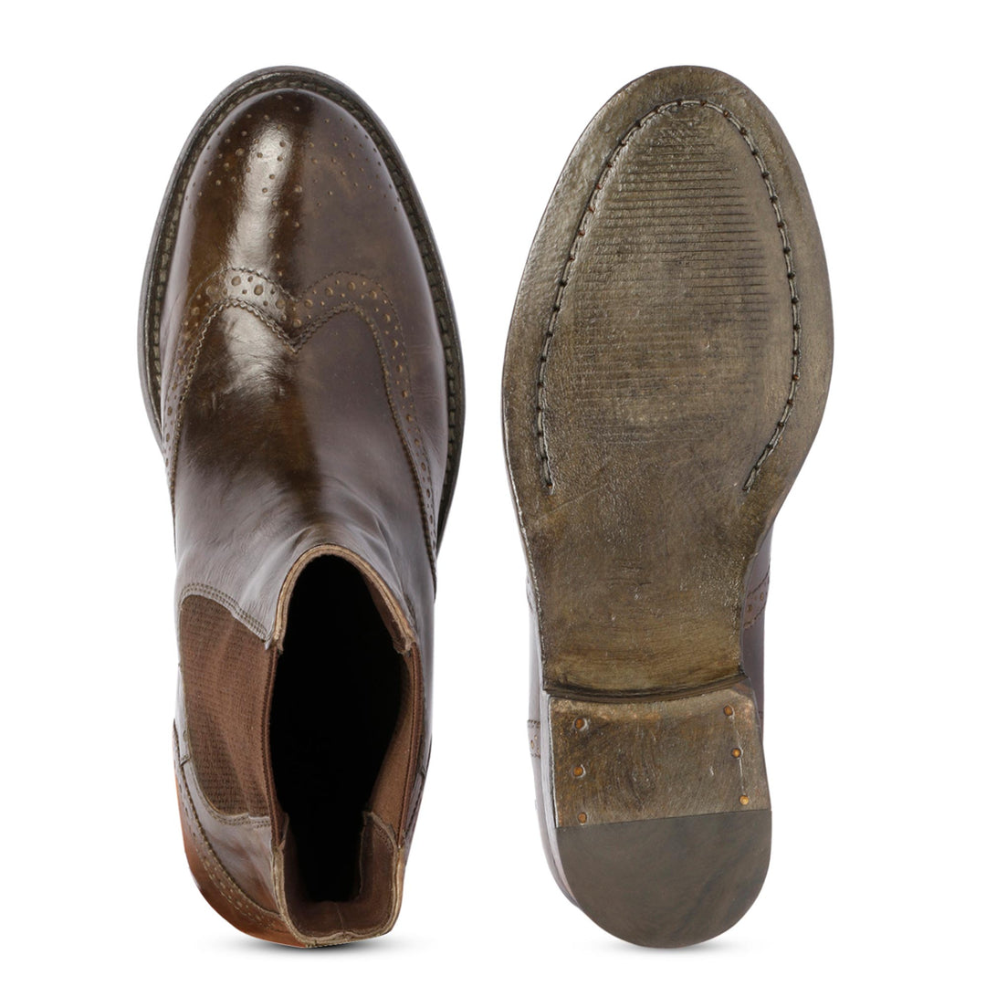 Saint Santina Khaki Leather Washed Ankle Boot