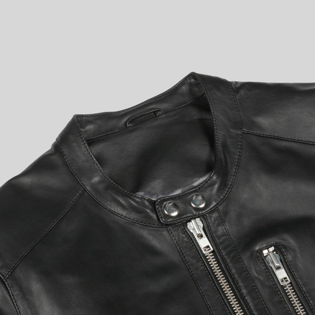 Saint Amorino Black Leather Men's Bomber Jackets