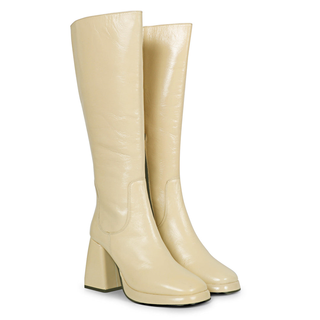 Saint Jolène Off White Harrod Patent Leather Long Boots