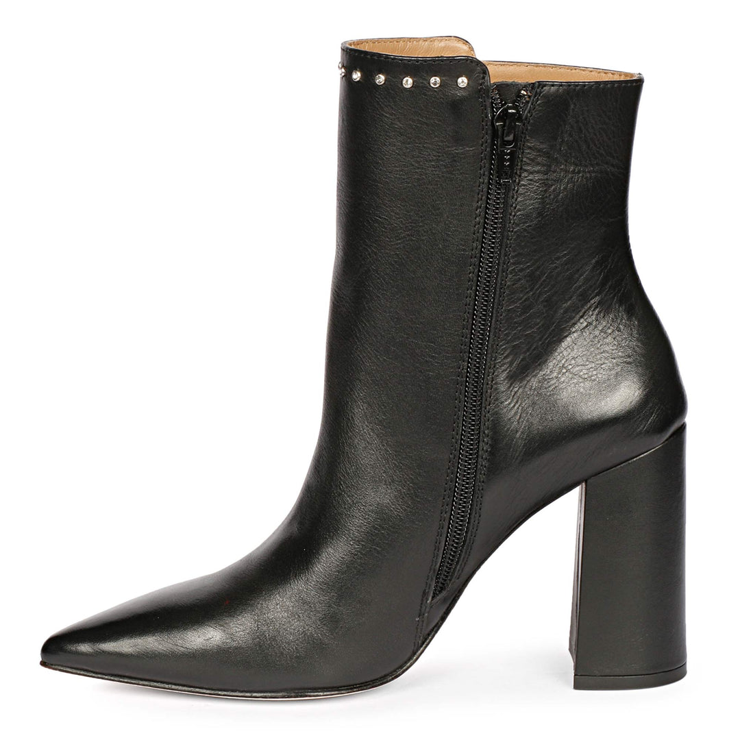 Saint Fia Black Leather Block Heel Boots