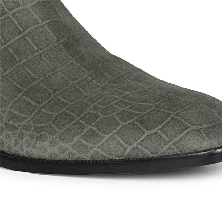 Saint Ollie Grey Croco Print Suede Leather Chelsea boot