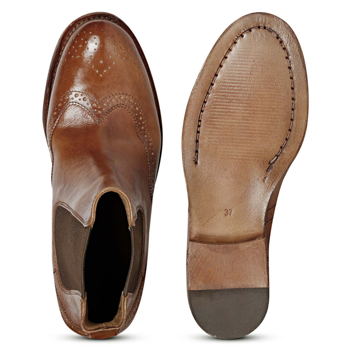 Saint Santina Cognac Leather Washed Ankle Boot