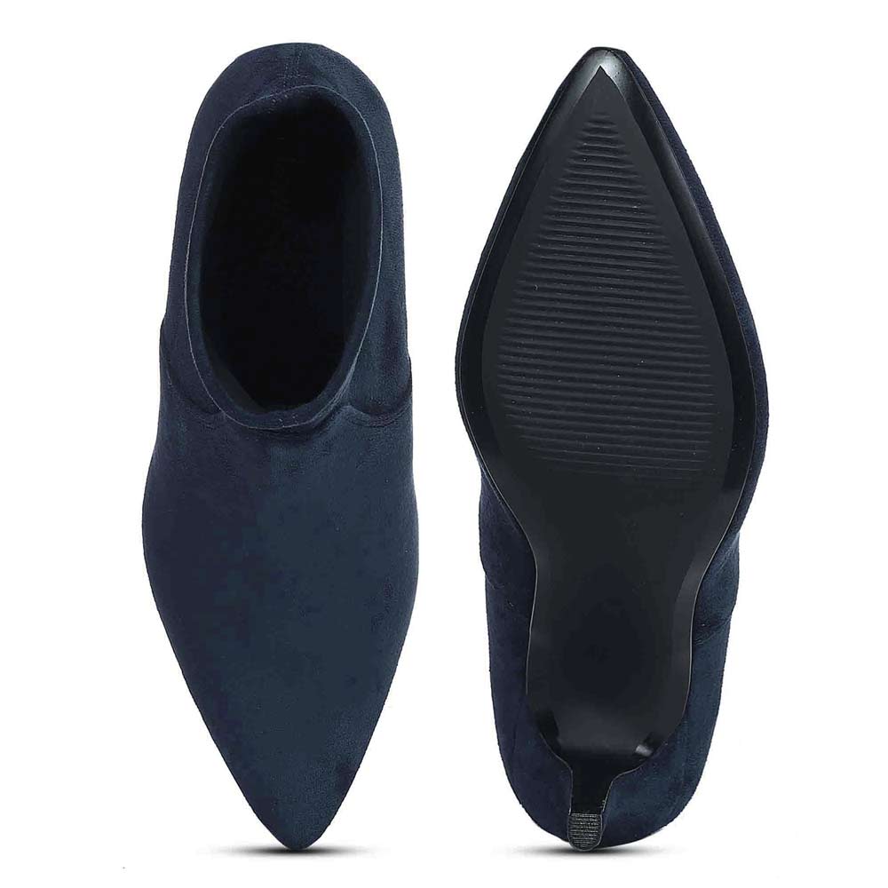 Saint Jemima Blue Stretch Suede Kitten Heel Ankle Boots
