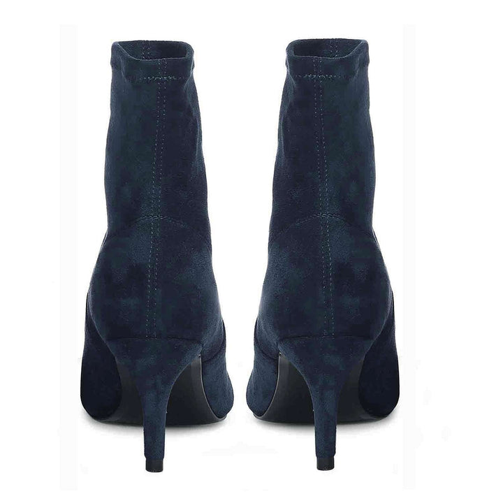 Saint Jemima Blue Stretch Suede Kitten Heel Ankle Boots