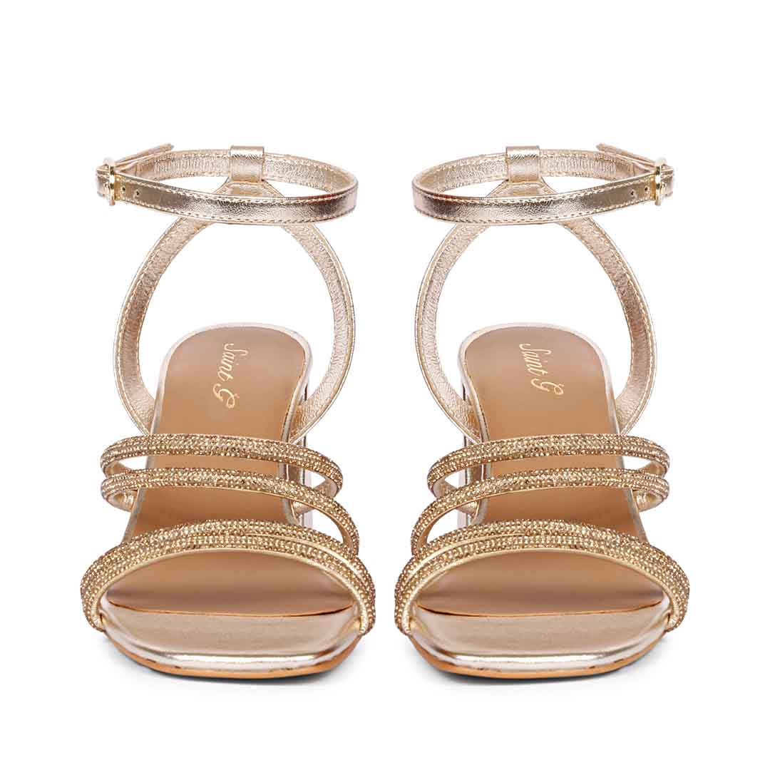 Embellished jewel cord high heel sandals