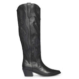 Saint Tiziana Hand Embroidered Black Leather Cowboy Boots