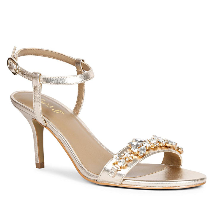 Gold Leather Fashion Stiletto Shoes