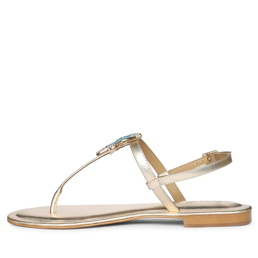 Gold Leather Sandals with Starfish Jewel