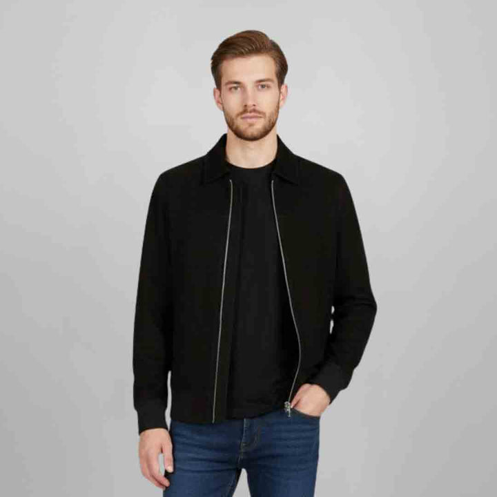 Saint Reggie Black Leather Men's Bomber Jacket