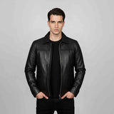 Saint Jory Black Leather Men's Jacket