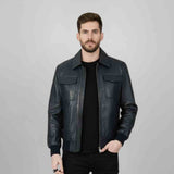Saint Frayn Black Leather Men's Jackets