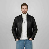 Saint Edoardo Studded Black Leather Men's Jackets