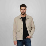 Saint Boris Off White Leather Men's Jacket With Collars