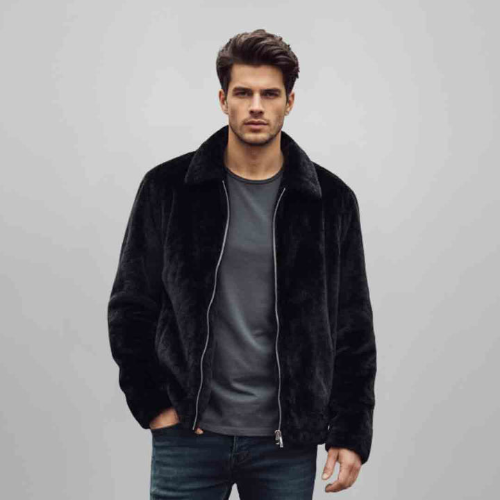 Saint Enzo Black Fur Men's Jackets