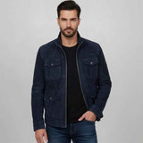 Saint Navy Leather Men's Jacket