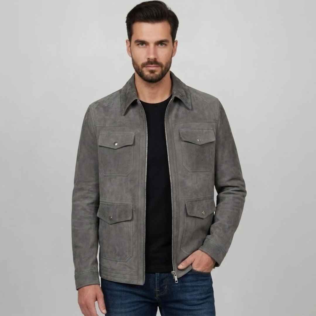 Saint Grey Leather Men's Jacket