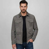 Saint Grey Leather Men's Jacket
