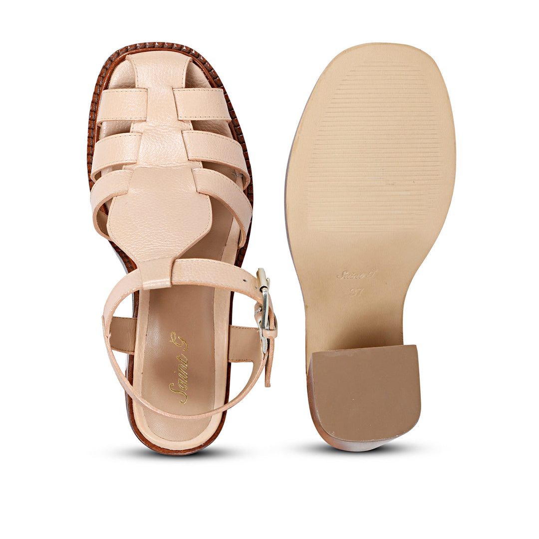 SaintG Womens Peach Leather Sandals