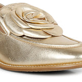 SaintG Womens Gold Leather Moccasins