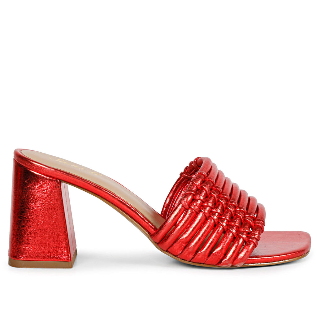 SaintG Womens Red Leather Sandals
