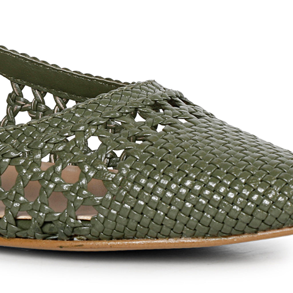 SaintG Womens Green Leather Sandals