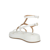 SaintG Womens White Leather Sandals
