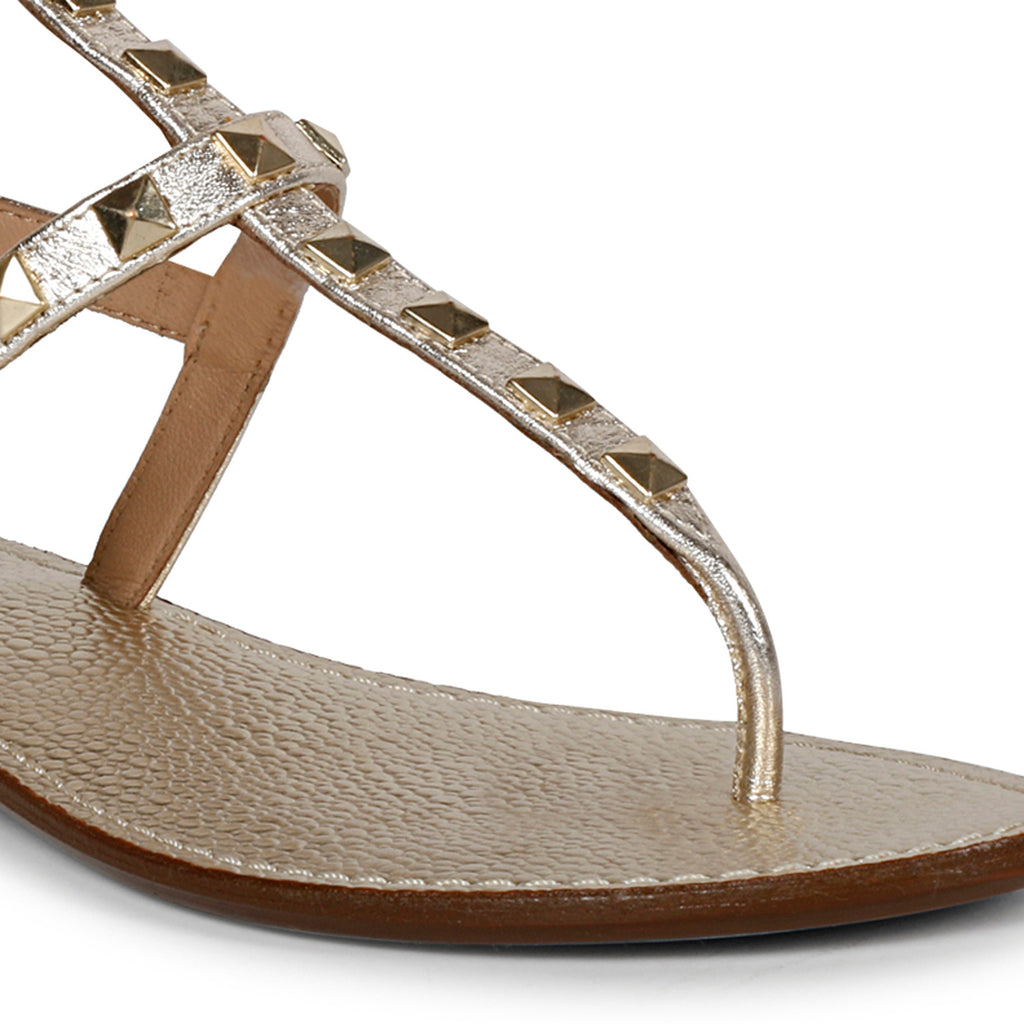 SaintG Womens Gold Leather Sandals.