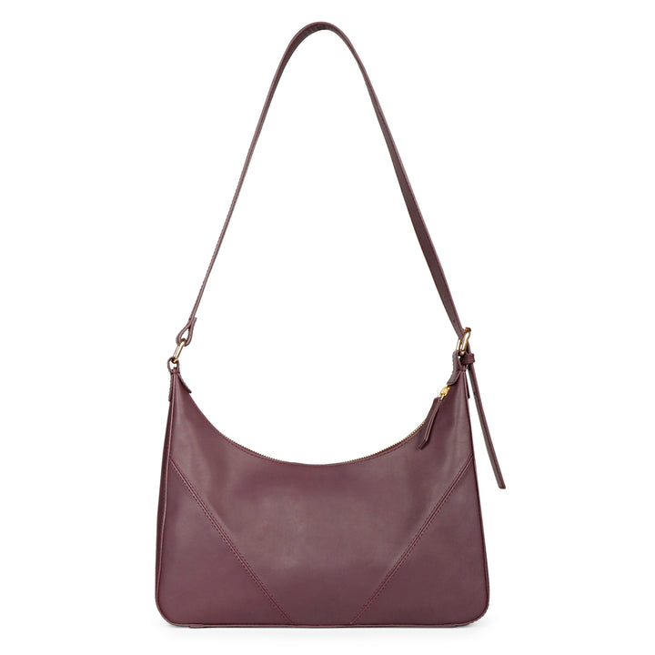Favore Womens Burgundy Leather Hobo Bag