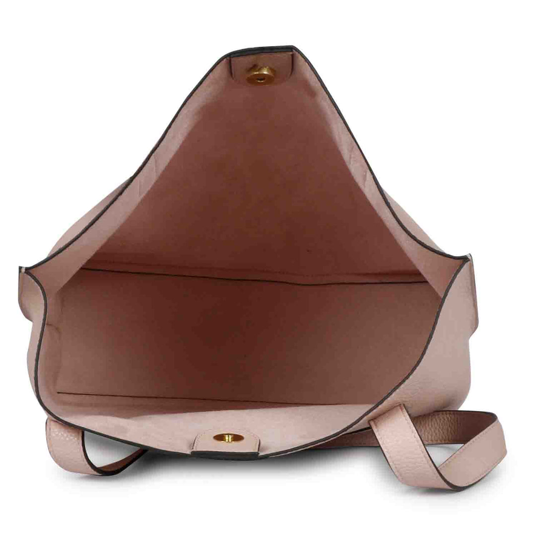 Favore Beige Leather Structured Shoulder Bag