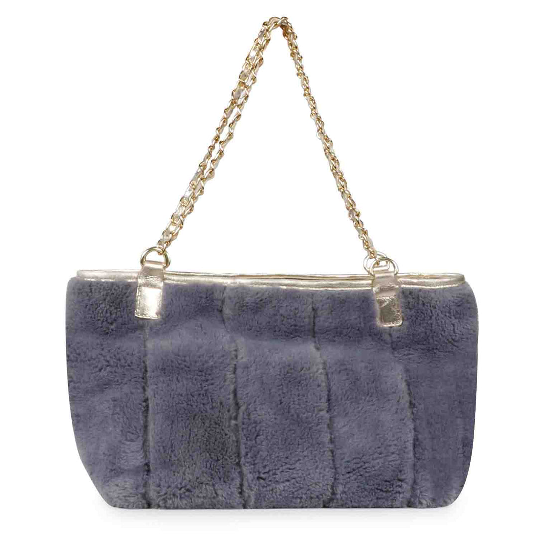 Favore Blue Textured Leather Structured Handheld Bag