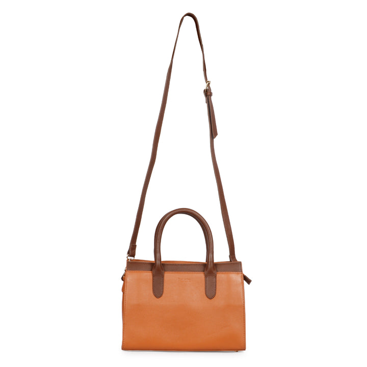 Favore Brown Leather Structured Handheld Bag