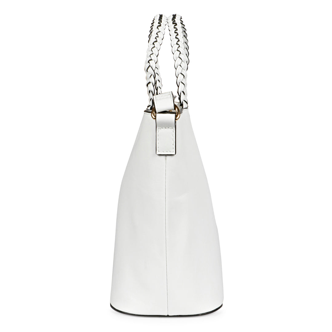 Favore Womens White Leather Oversized Swagger Shoulder Bag