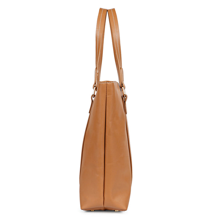 Favore Tan Textured Leather Oversized Shopper Shoulder Bag