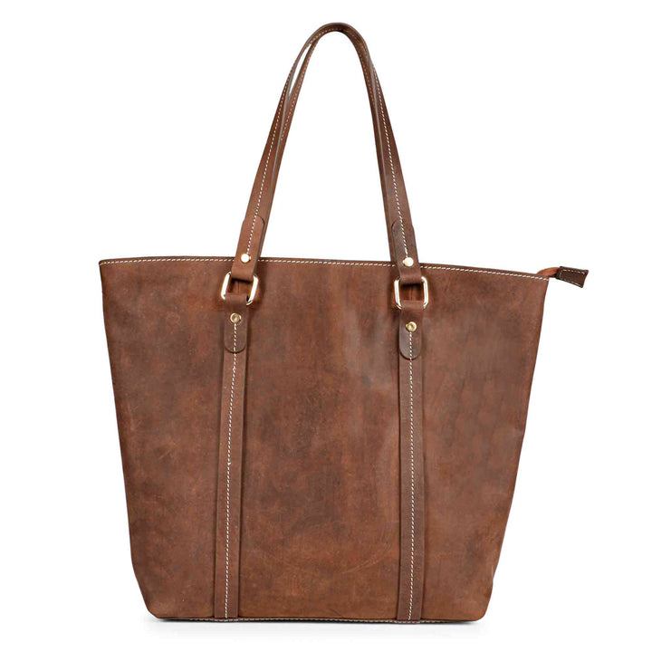 Favore Womens Brown Textured Leather Oversized Shopper Shoulder Bag