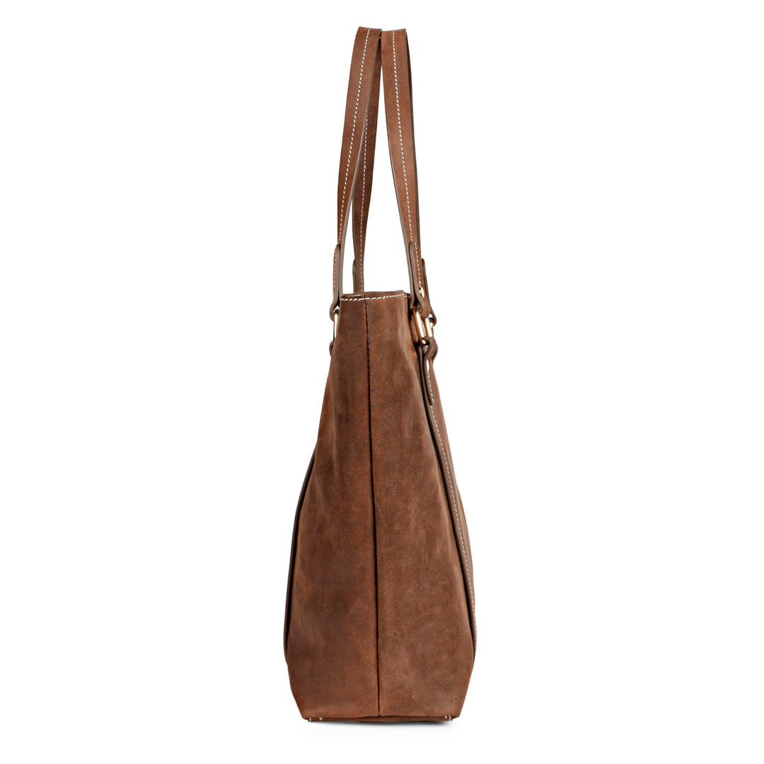 Favore Womens Brown Textured Leather Oversized Shopper Shoulder Bag