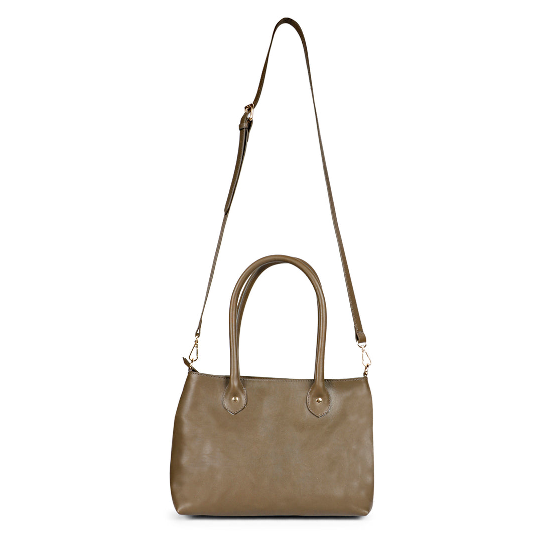 Favore Womens Brown Leather Structured Handheld Bag