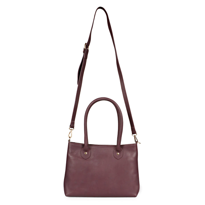 Favore Womens Burgundy Leather Structured Handheld Bag