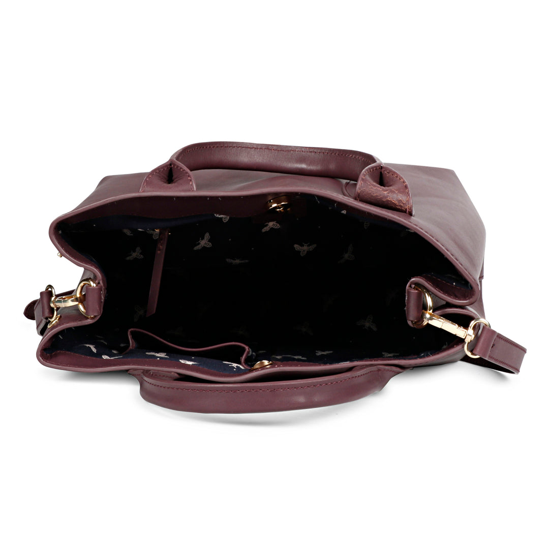 Favore Womens Burgundy Leather Structured Handheld Bag