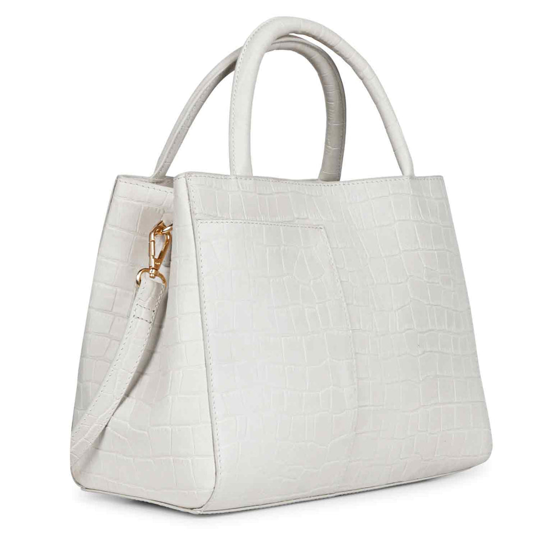 Favore Womens White Leather Handheld Bag