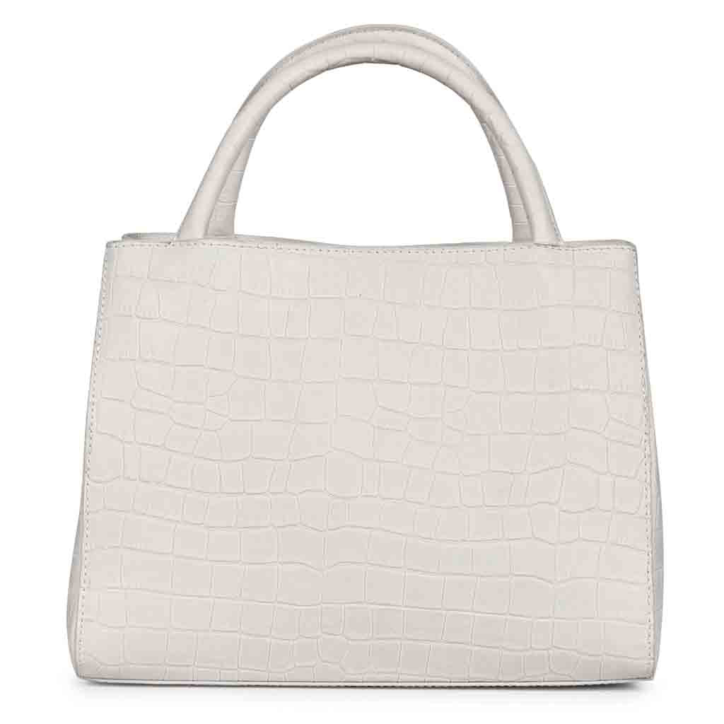 Favore Womens White Leather Handheld Bag