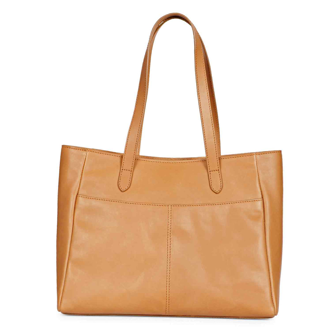 Favore Womens Tan Oversized Leather Shoulder Bag