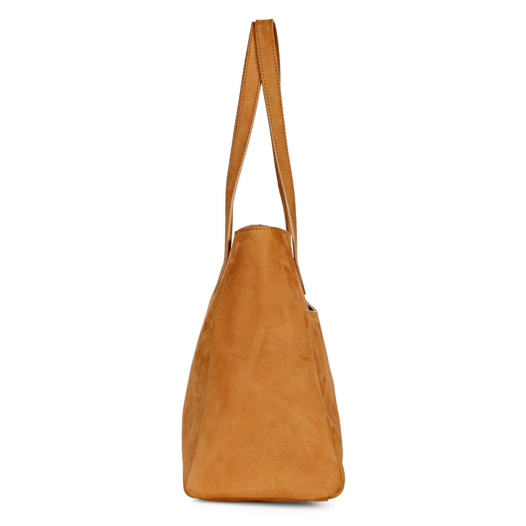 Favore Womens Tan Leather Oversized Structured Shoulder Bag