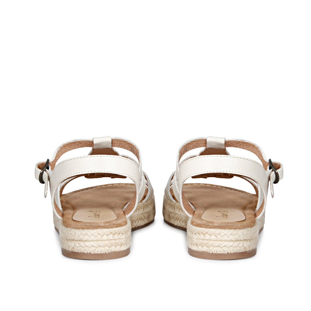 Jessica White Leather Strappy Sandals