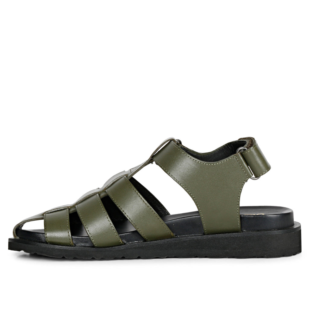 SaintG Womens Green Leather Strappy Sandals