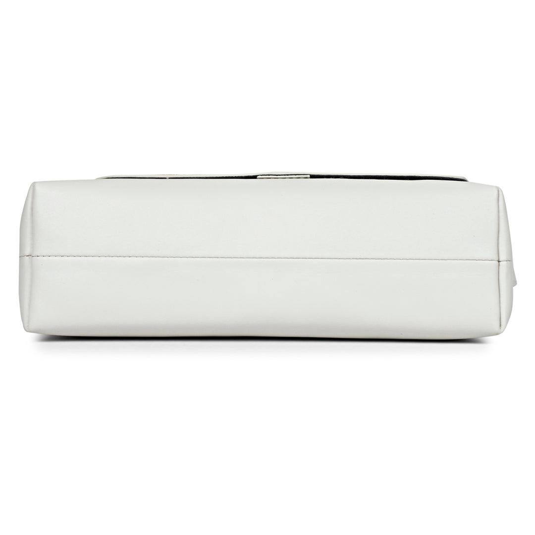 Favore White Leather Small Structured Sling Bag