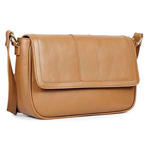 Favore Tan Leather Small Structured Sling Bag