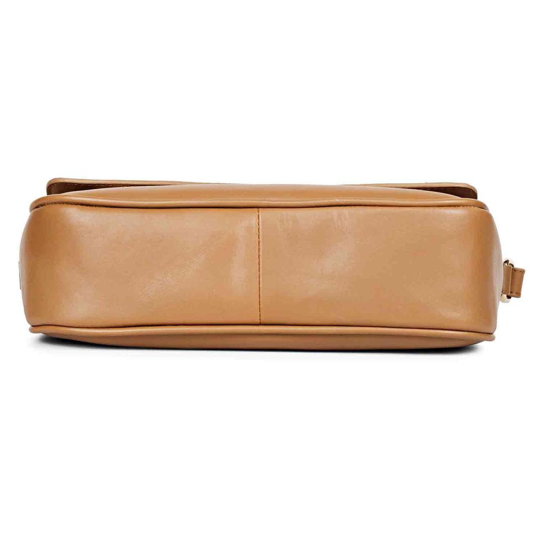 Favore Tan Leather Small Structured Sling Bag